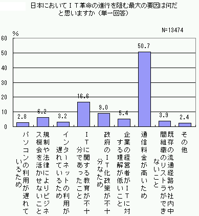 日本においてＩＴ革命の進行を阻む最大の要因は何だと思いますか。のグラフ