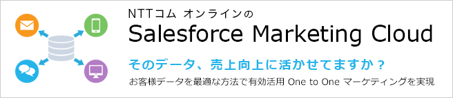 NTTコム オンライン の Salesforce Marketing Cloud　そのデータ、売上向上に活かせてますか？　お客様データを最適な方法で有効活用 One to One マーケティングを実現